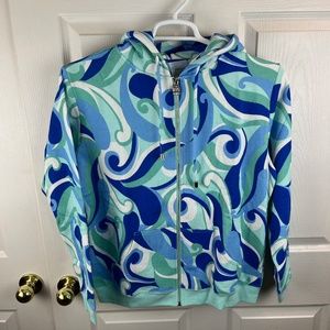 Hill House Allie Zip Up Hoodie Ocean Kaleidoscope Size Small
